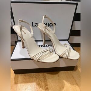 LARROUDE Annie Slingback Stiletto Sandal in Ivory BNIB